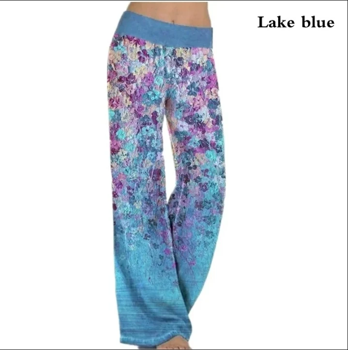 Women Printed Yoga Wide Leg Pants Autumn and Winter 2023 Thin Casual Bohemian TightnessLoose Pants