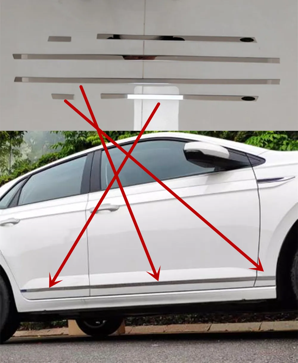 

Stainless Steel Detector Stainless Steel Side Door Body Trim Strip Molding Parts For VW Volkswagen Polo 2019-2025 Accessories