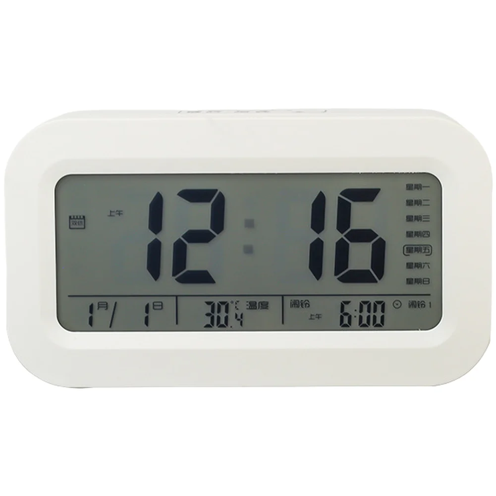 For Childrens Digital Alarm Clock LCD Screen Multicolor Design Temperature Display Time Date Weekday Real Time Monitoring