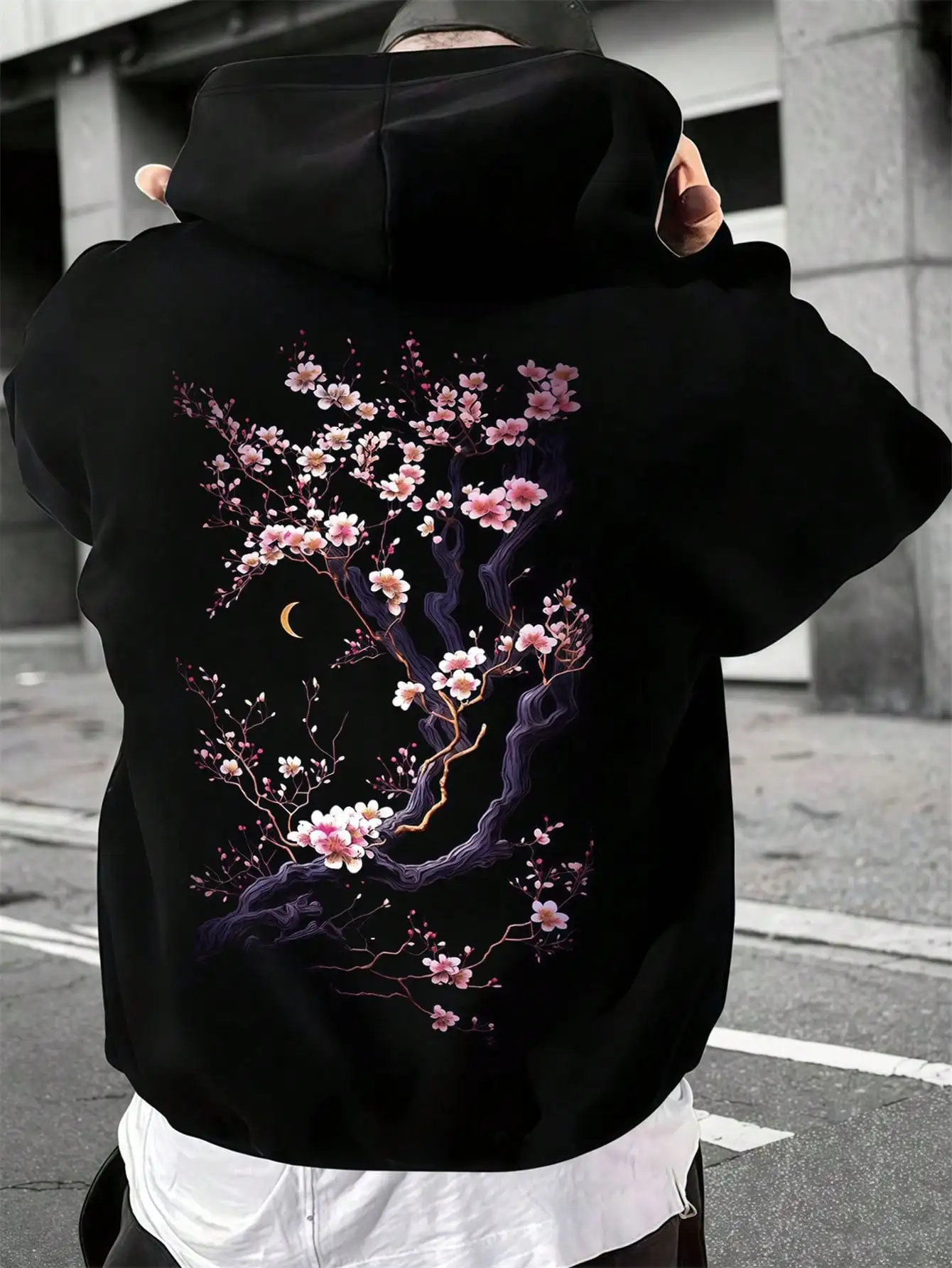 Pflaumenblüten, die siehe Kälte widerstehen können. Print Mans Retro Loose Hoodie Fleece Warm Fashion Hoody Unisex Basics Kleidung