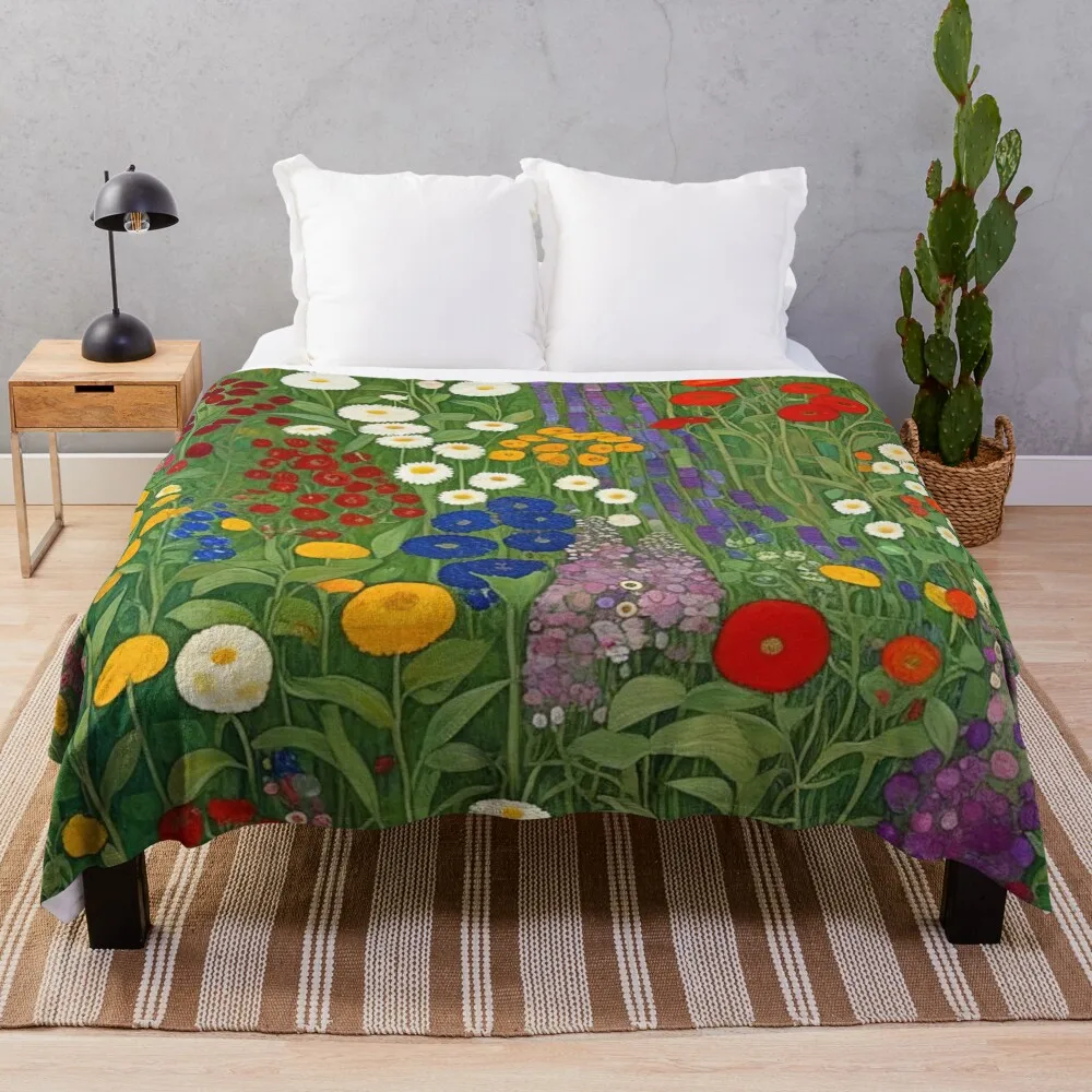 

Flower Garden - Klimt Throw Blanket Multi-Purpose Summer Beddings Blankets