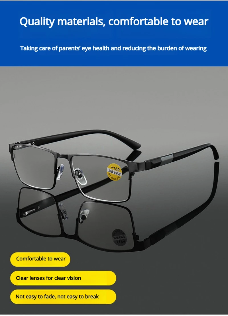 Vintage Metall Quadratische Lesebrille Männer Klassische Presbyopie Brille Männliche Business Anti-blau Licht Brillen – Detail 5