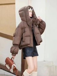 Winter Warm Coat Women's Down Jacket Fashion Solid Colour Lapel Warm Coat Thickened 90 Duck Down Korean Street Casual Parka