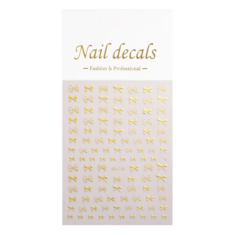2Pack of black and white bow nail stickers, simple and versatile solid color bow nail art decoration accessories