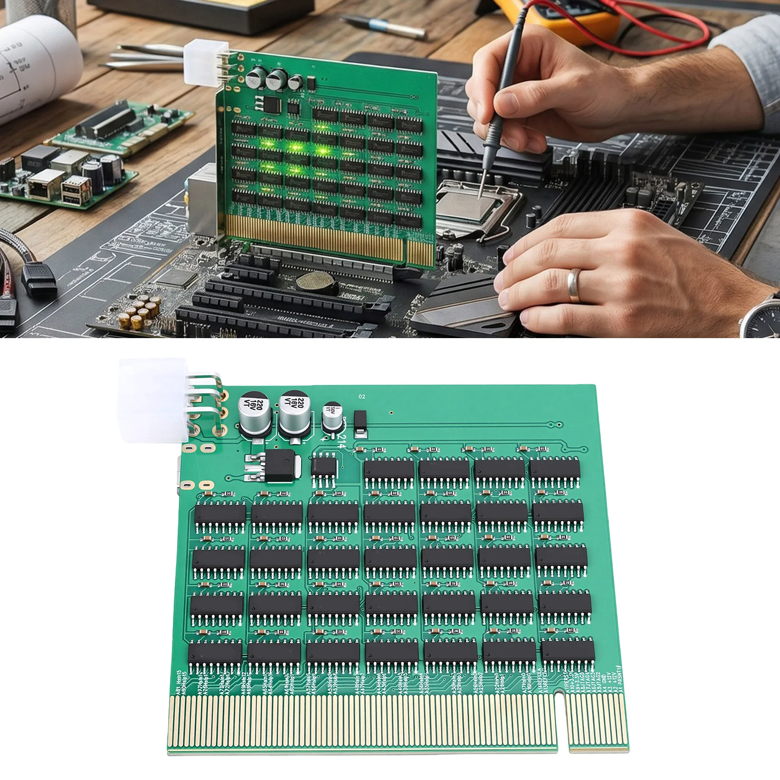 PCIe 16X Slot Tester PCIe 16X Test Card with Light PCI Express Slot Motherboard Diagnostic Tester Support Type C Power Supply