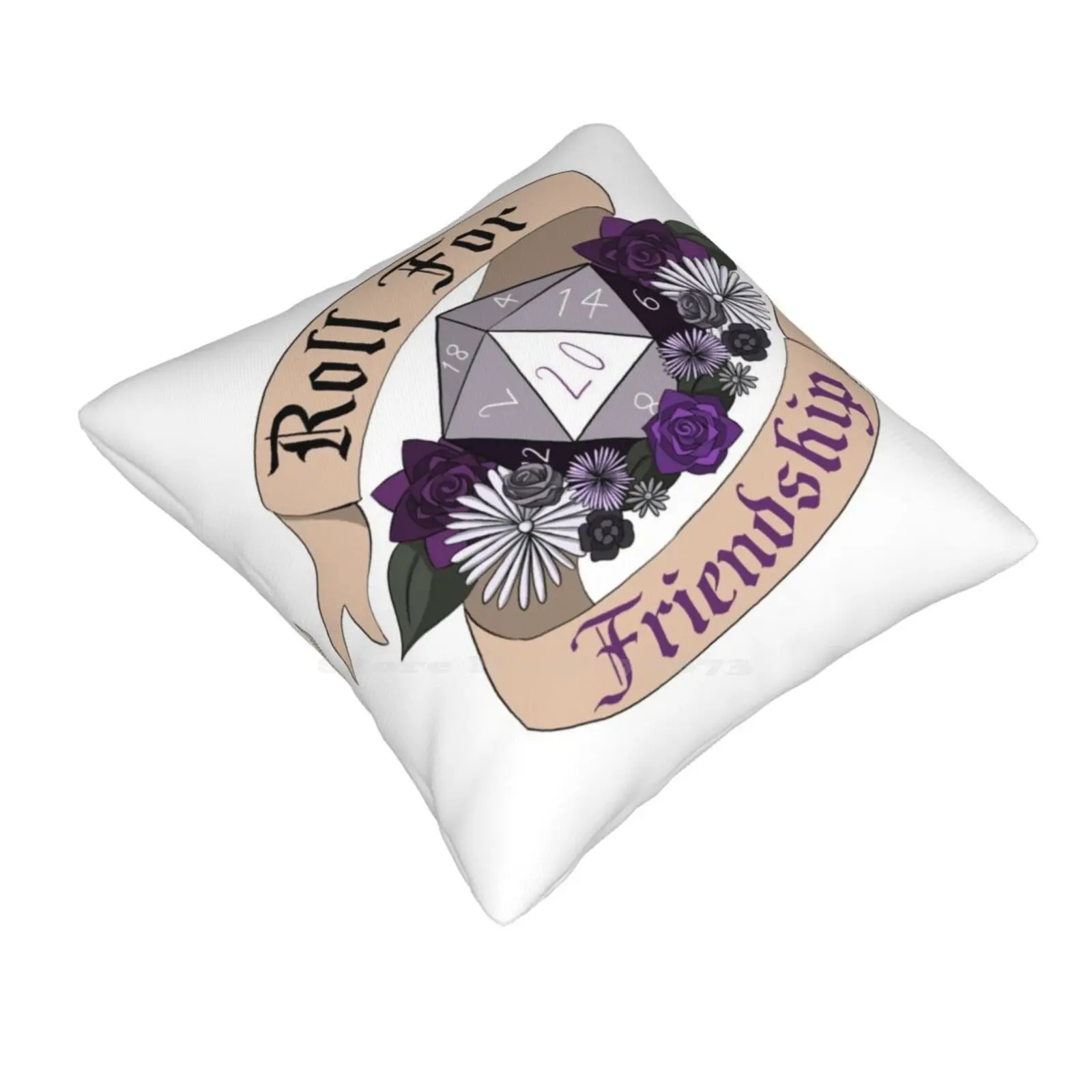 Roll For Friendship!-Asexual Pride Soft Comfortable Pillowcase Dnd Rpg Tabletop Dice D20 Cute Nerdy Geek Ace Pride Asexual