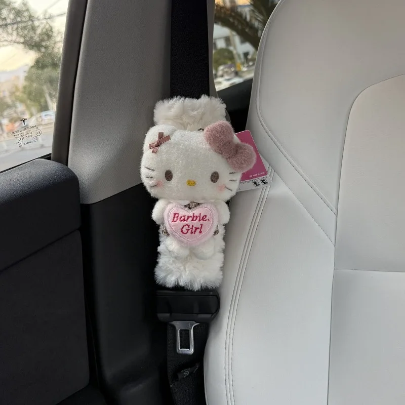 

Anime Sanrio Hello Kitty Seat Belt Shoulder Protector Cute Cartoon Plush Protective Case Vehicle Mounted Decoration Gift 2026