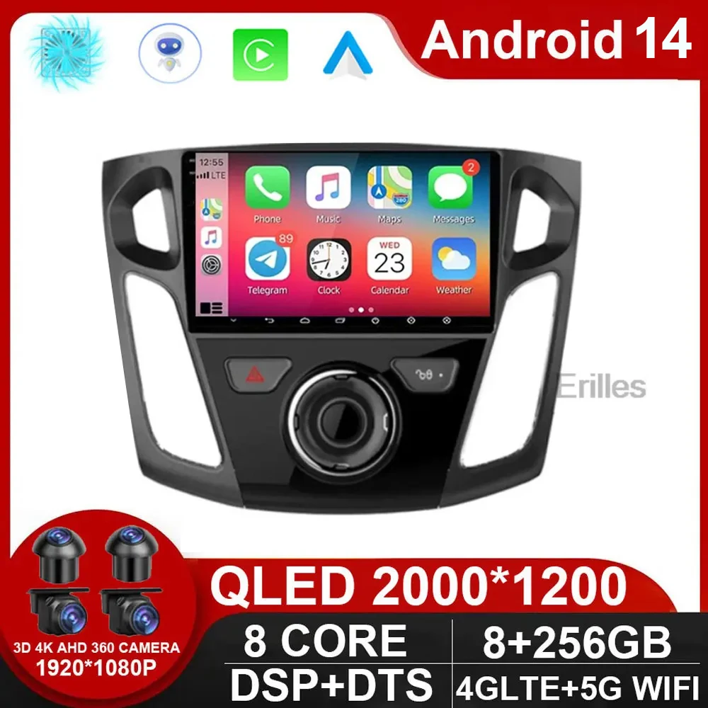 

Carplay Android 14 Car Radio Multimedia Video Player For Ford Focus 3 2011 - 2019 Android Auto Stereo Navigation NO 2din DVD