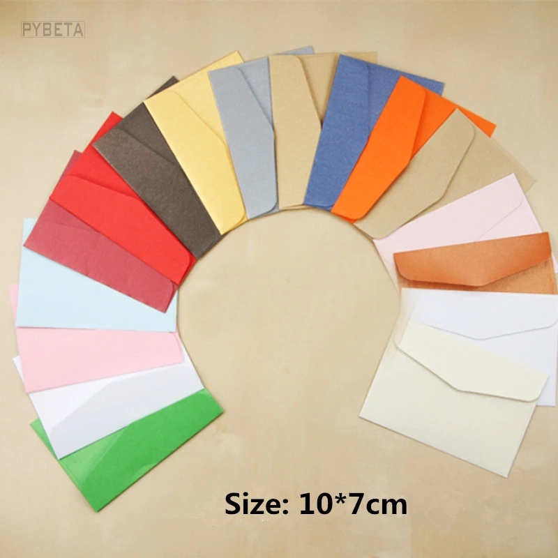 100pcs- 10*7cm 120gsm small Colorful Pearl Paper Envelope Membership Card Decorate Envelope Invitation