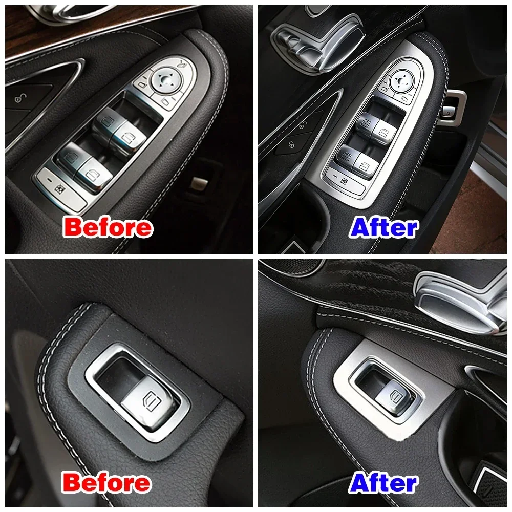 For Mercedes Benz C GLC Class W205 X253 LHD Interior Accessories Door Armrest Window Lift Switch Button Panel Cover Trim Sticker