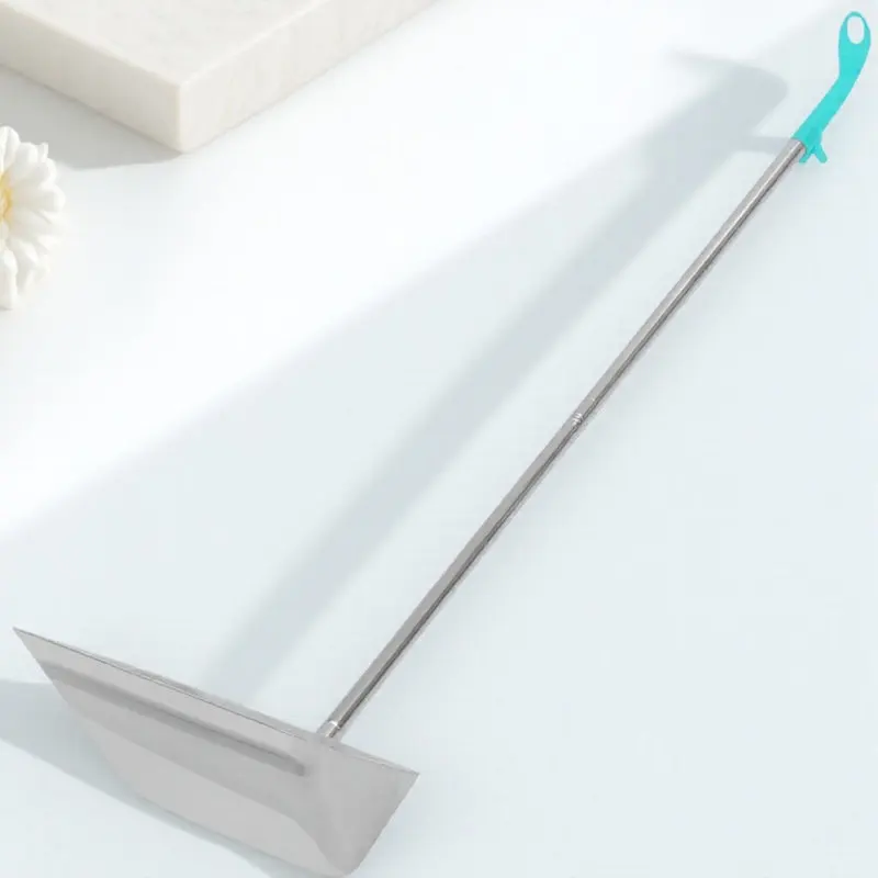 Stainless Steel Upright Dustpan with Ergonomic Long Handle Anti-Rust Wear Resistant Seamless Ground Fit for Home Office Kitchen