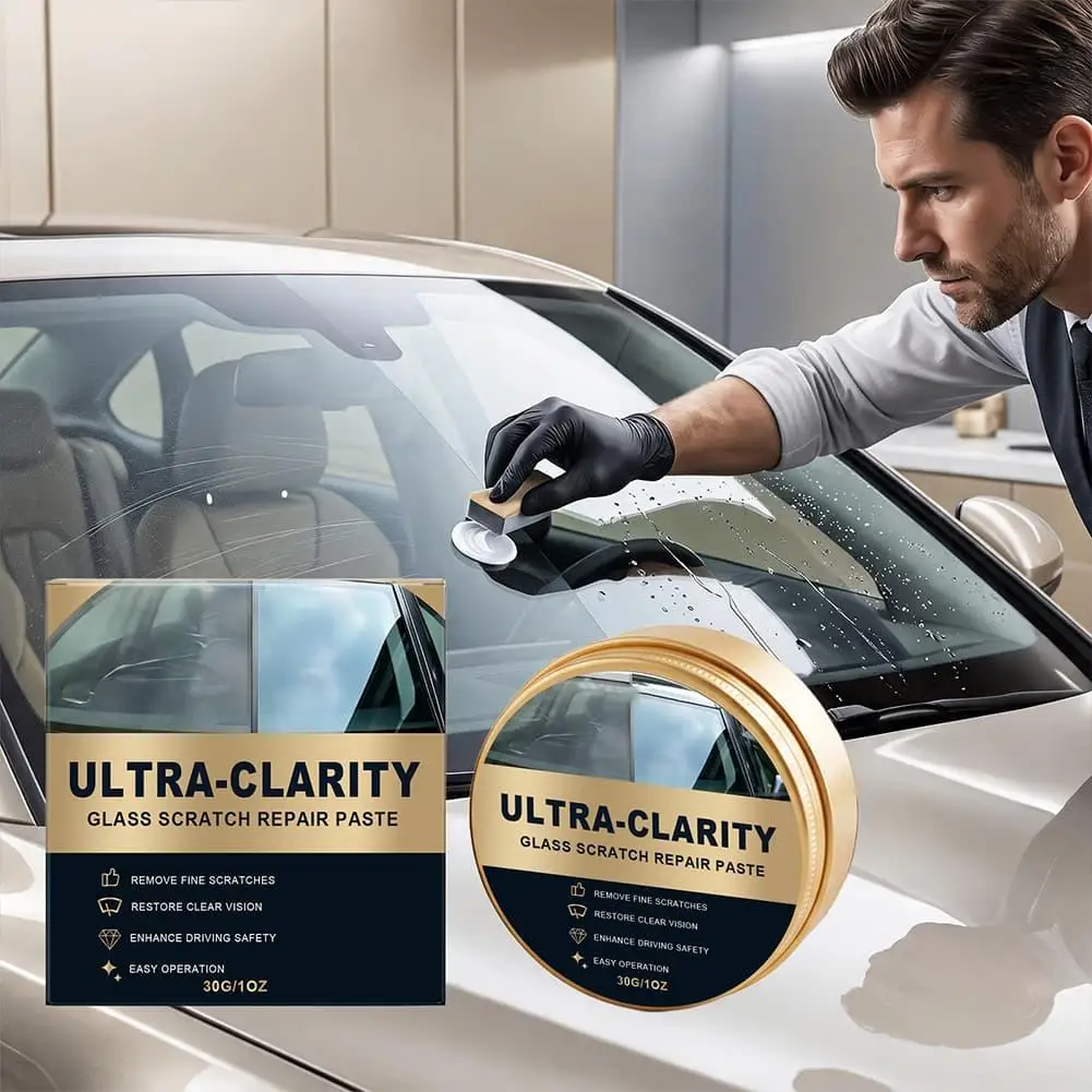 Car Glass Scratch Repair Paste,Ultra-Clarity Auto Window Polishing Cream Remove Fine Marks, Automotive Glass Maintenance Cleaner