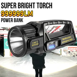 High Power LED Searchlight Rechargeable Flashlight 360 ° Camping Lantern Double-headed Design Ultra-long Illumination Distance