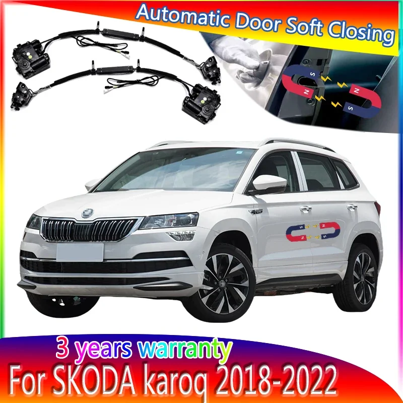 4pcs Car Smart Electric Suction Door Refitted Automatic Locks Soft Close Anti Pinch For Skoda Karoq 2017-2021 Car Accessories