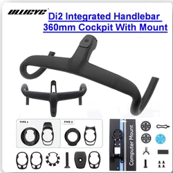 no logo Carbon Cockpit Full Internal cable Bike Cockpit Road Bicycle Handlebar Di2 Integrated Handlebar 360mm Cockpit With Mount