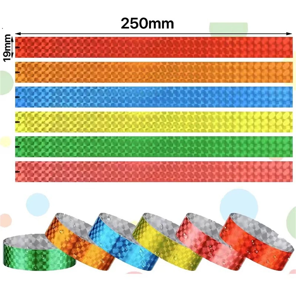 

1000 шт. красочные лазерные неоновые браслеты с идентификацией, водонепроницаемые браслеты для мероприятий, фестивальные одноразовые браслеты