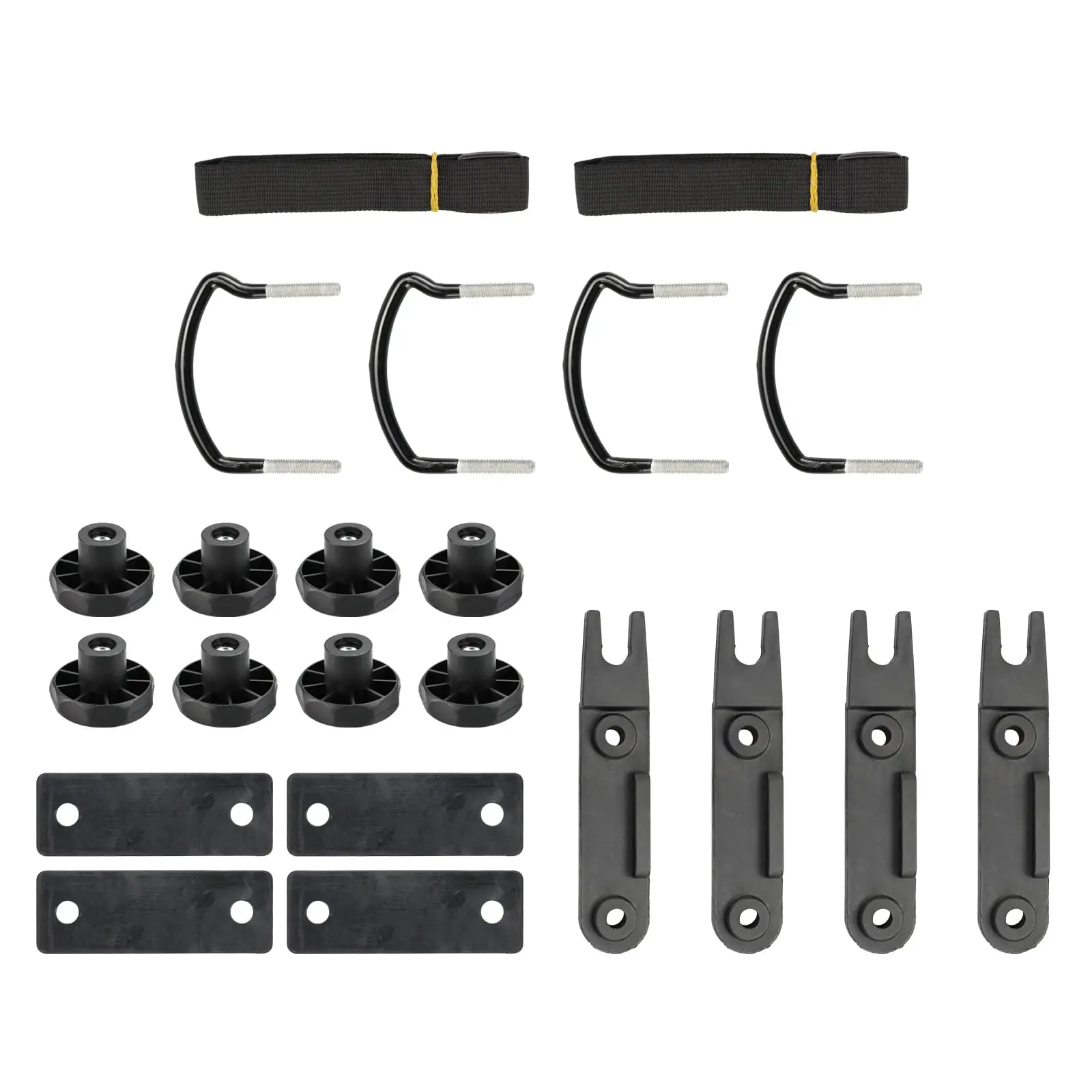 4 Pcs Roof Box U-Bolt Clamps Universal Rooftop car Van mounting Fitting Kit 85mm Internal Width with 8 Lock Nuts, 2 Strap, Cargo