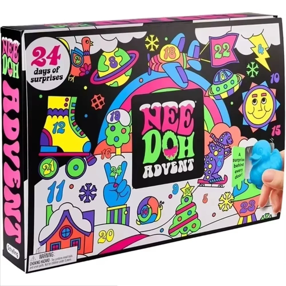 Calendário do Advento NeeDoh 2026, 24 peças, boneca 3D de PVC, calendário de contagem regressiva para o Natal, presente de Ano Novo surpresa
