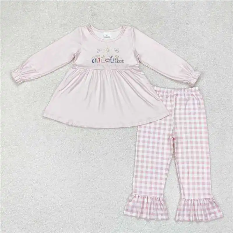 Wholesale western boutique outfits children clothing Baby Girls Boys Christmas Nativity Sibling Brother Pants Clothes Sets