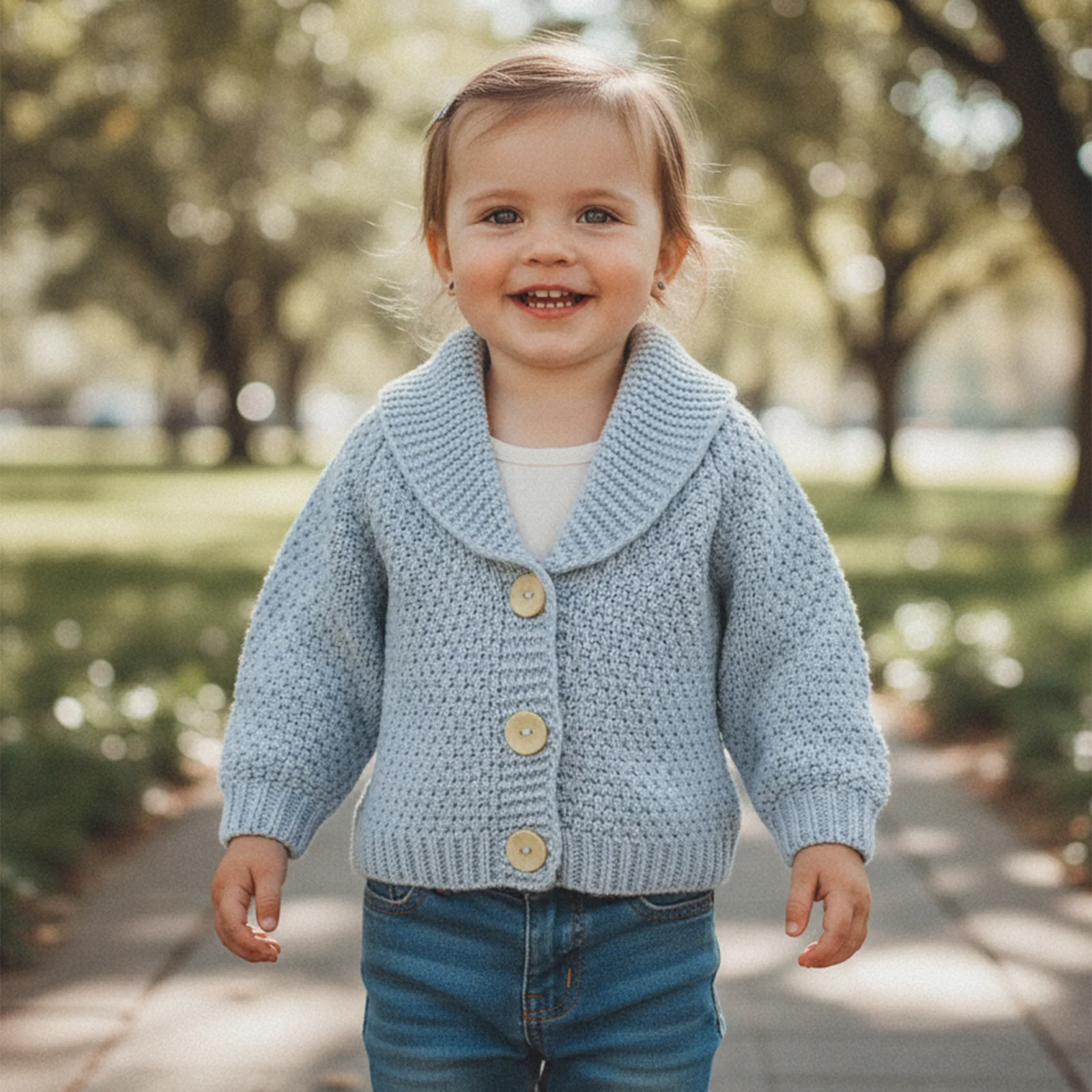 

Toddler Baby Girls Knitted Cardigan Fashionable Solid Color Long Sleeve Button Up Collared Sweaters for 0-3 Years