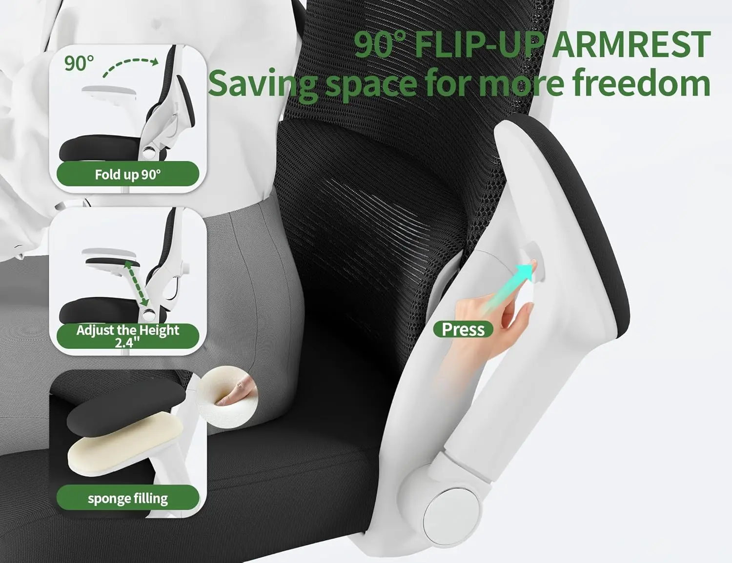 Silla de oficina ergonómica: sillas de escritorio para computadora, cómoda silla de juegos de malla con respaldo alto y soporte lumbar ajustable, nueva popularidad