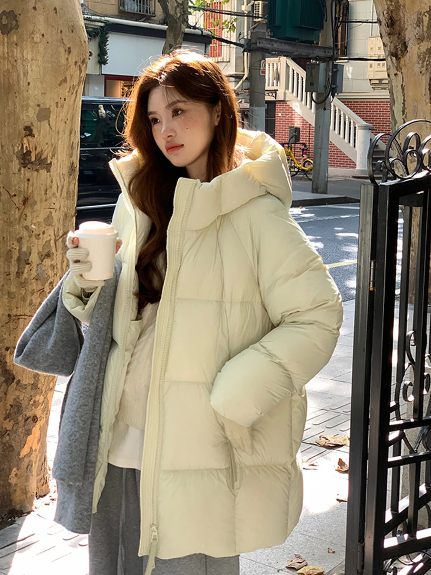 Small Down Jacket for Women Medium to Long 2025 New Style Puff Cotton Jacket Slimming Cotton Jacket Thickened Solid Color