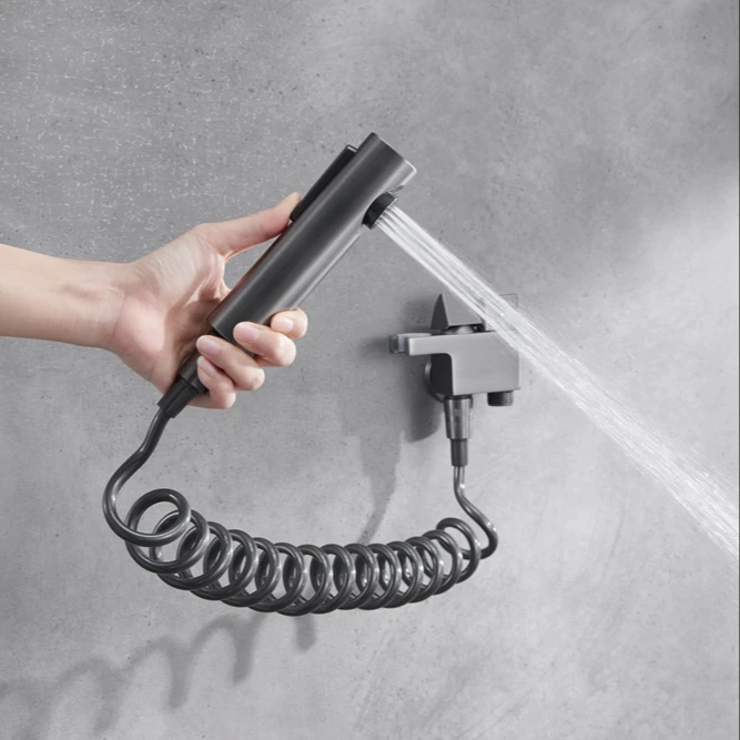 Customizable Modern ABS Wall Mounted Bathroom Bidet Sprayer High Pressure Grey Hand Held Toilet Factory Supply for Apartments