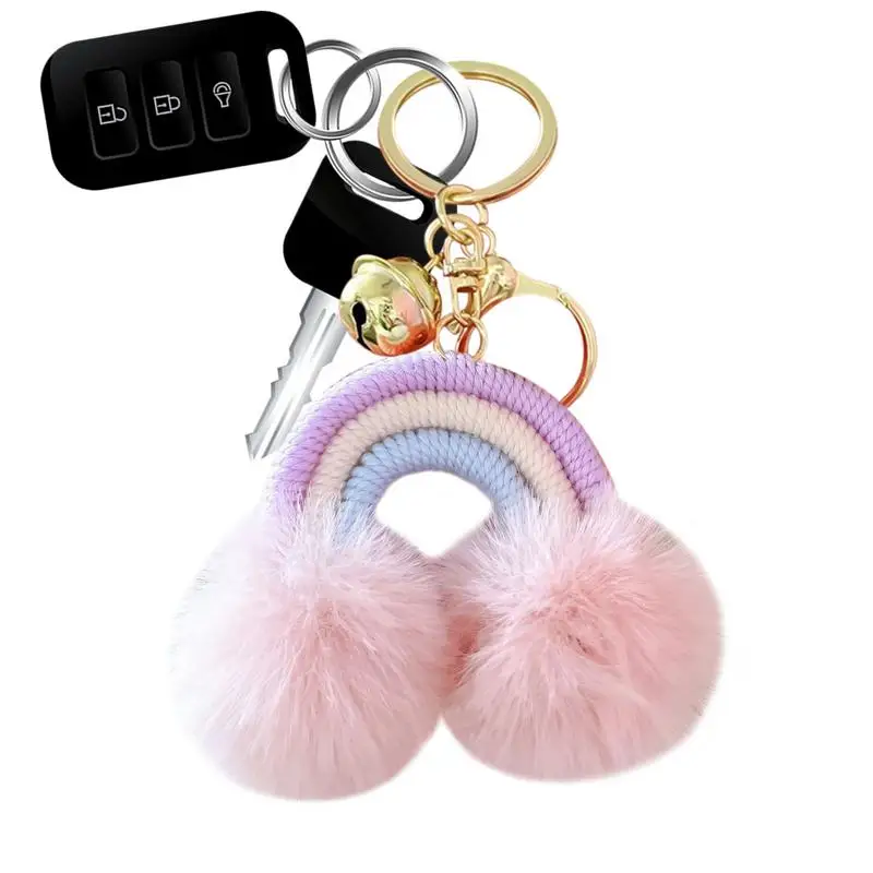 Bag Charm Creative Boho Bag Pendant Pom Pom Keychain Hangable Decoration Boho Key Holder Woven Plush Pendant For Bag Backpack