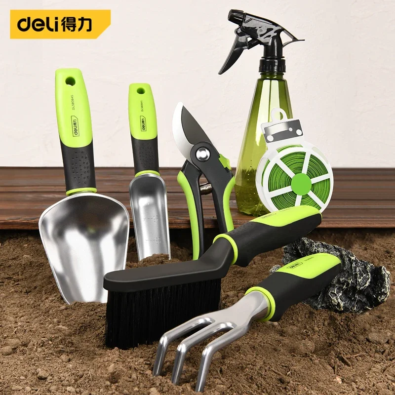 

5/7 Pcs Set Gardening Potting Tools TPR Handle Shovel Rake Flower Pruning Shears Brush Multifunctional Garden Plant Bonsai Tools