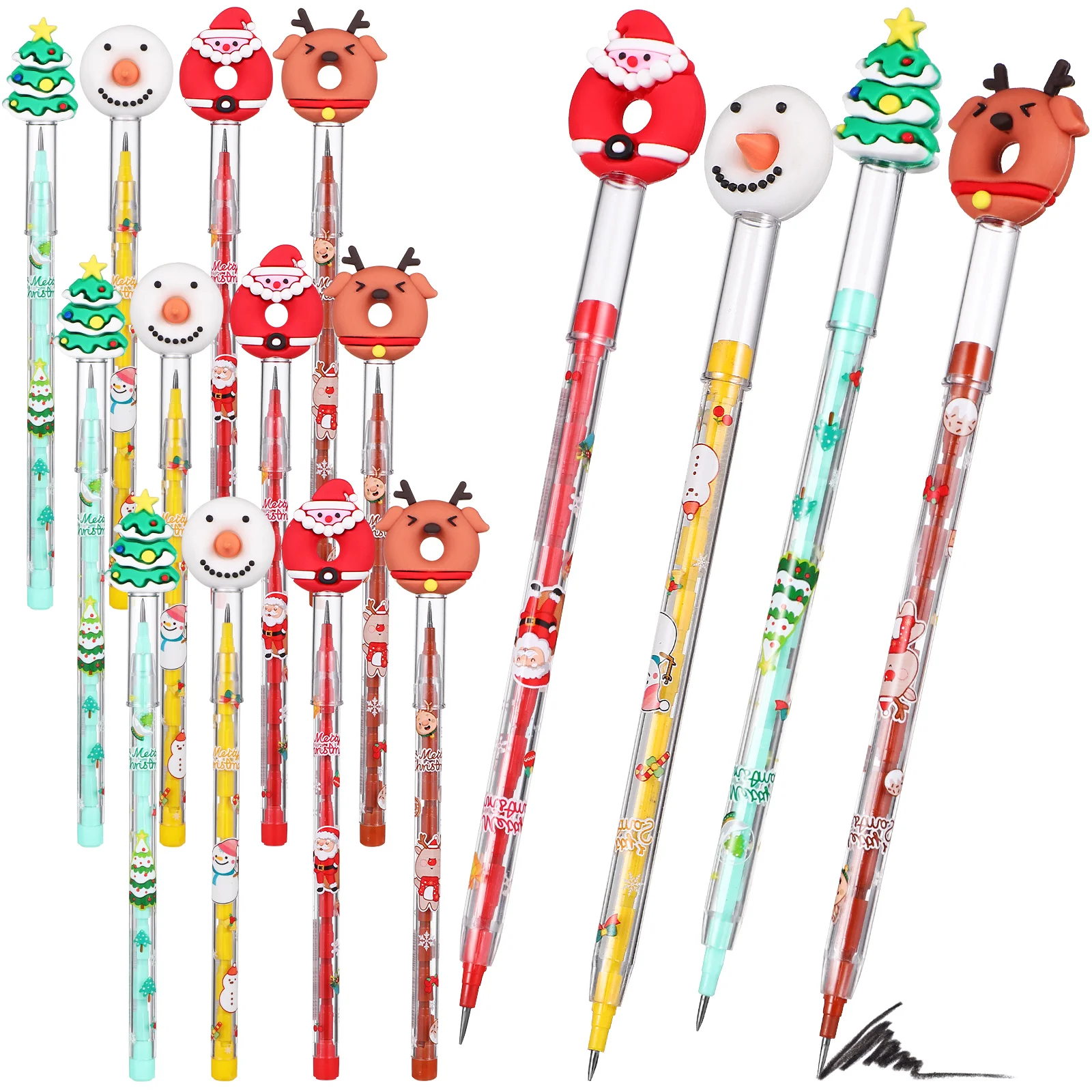 16 Pcs Christmas Pencil Cartoon Pencils Fun Birthday For Students Multi-point Girl Plastic