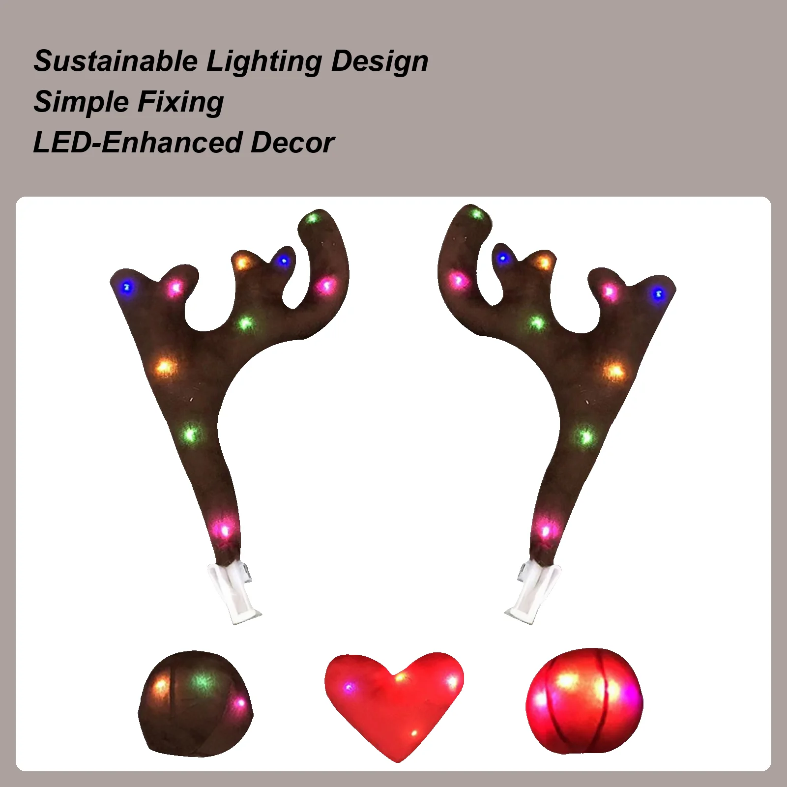 

Car Christmas Decorations Reindeer Christmas Light Up Auto Exterior Decor Holiday Vehicle Roof Decor For SUVs Trucks RVs Sedans