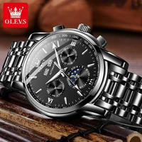 Montre automatique pour homme OLEVS 6633 avec phases de lune, acier inoxydable, étanche, calendrier/hebdomade, montres mécaniques de luxe pour hommes 3