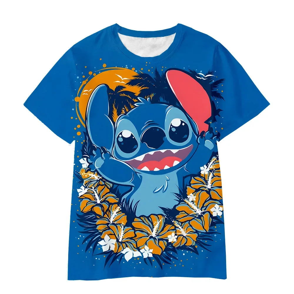 Stitch Boys and Girls T-shirt Disney Children's T-shirt 3D Printing Oversized Short Sleeve Summer Men's T-shirt New Menswear