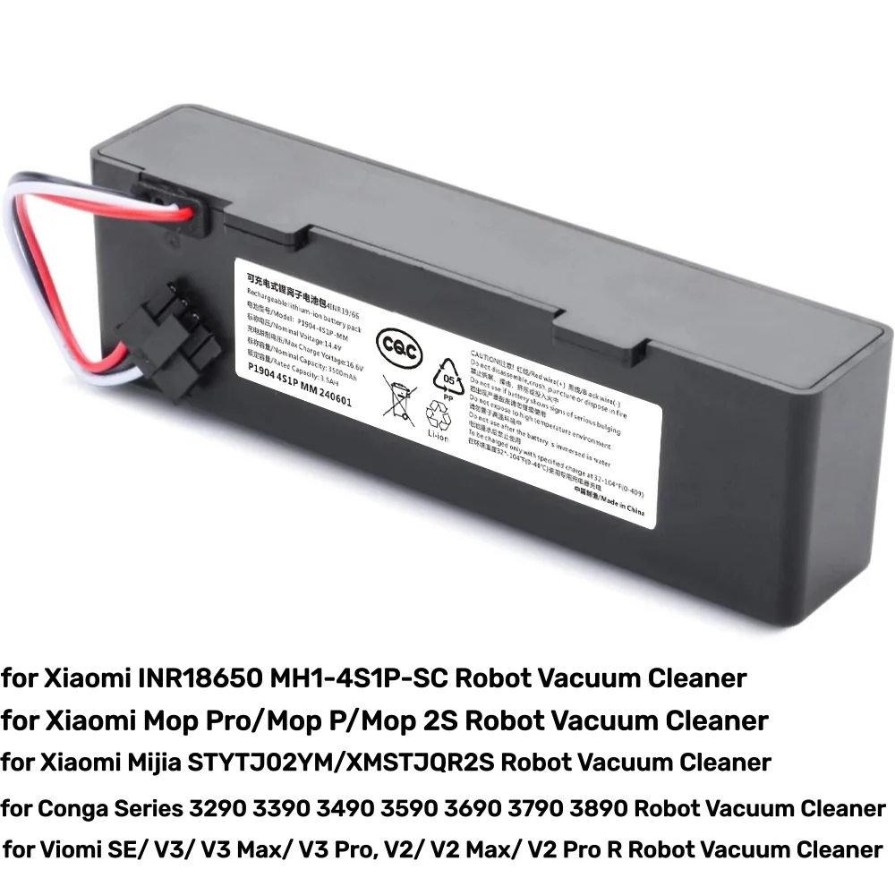 

STYTJ02YM 14.8V 3500mAh Rechargeable Battery for Xiaomi NR18650 MH1-4S1P-SC Mijia LDS Sweeping Mopping Robot.