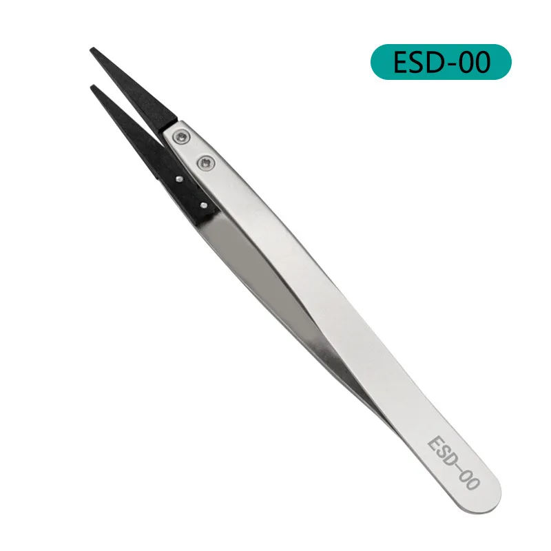 1-delig antistatisch ESD-pincet Vervangbare pincet Tips Roestvrijstalen behuizing Koolstofvezel Geleidende plastic pincet