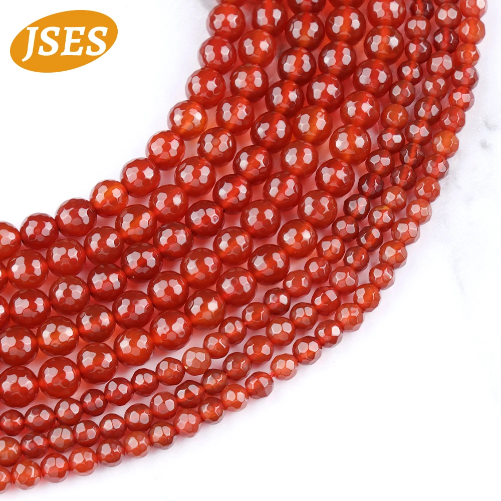 AA Natural Red Agate Onyx 4 6 8 10mm Faceted Beads for Jewelry Making Bracelets Necklace Wholesale DIY Beads Accessorries