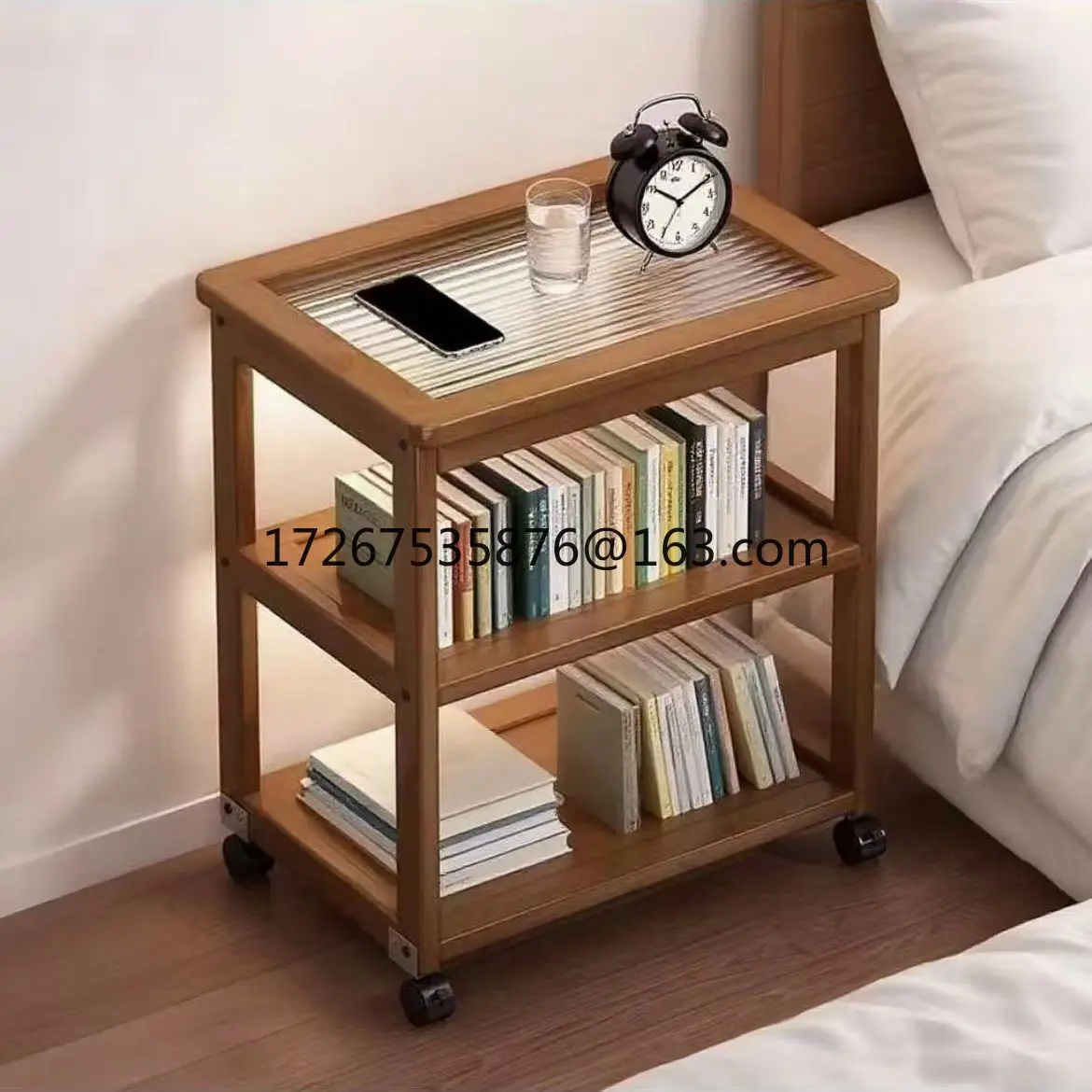 

Bedside table removable glass edge several bedrooms multi-layer shelves modern simple bookshelf small cabinet thickened and bold