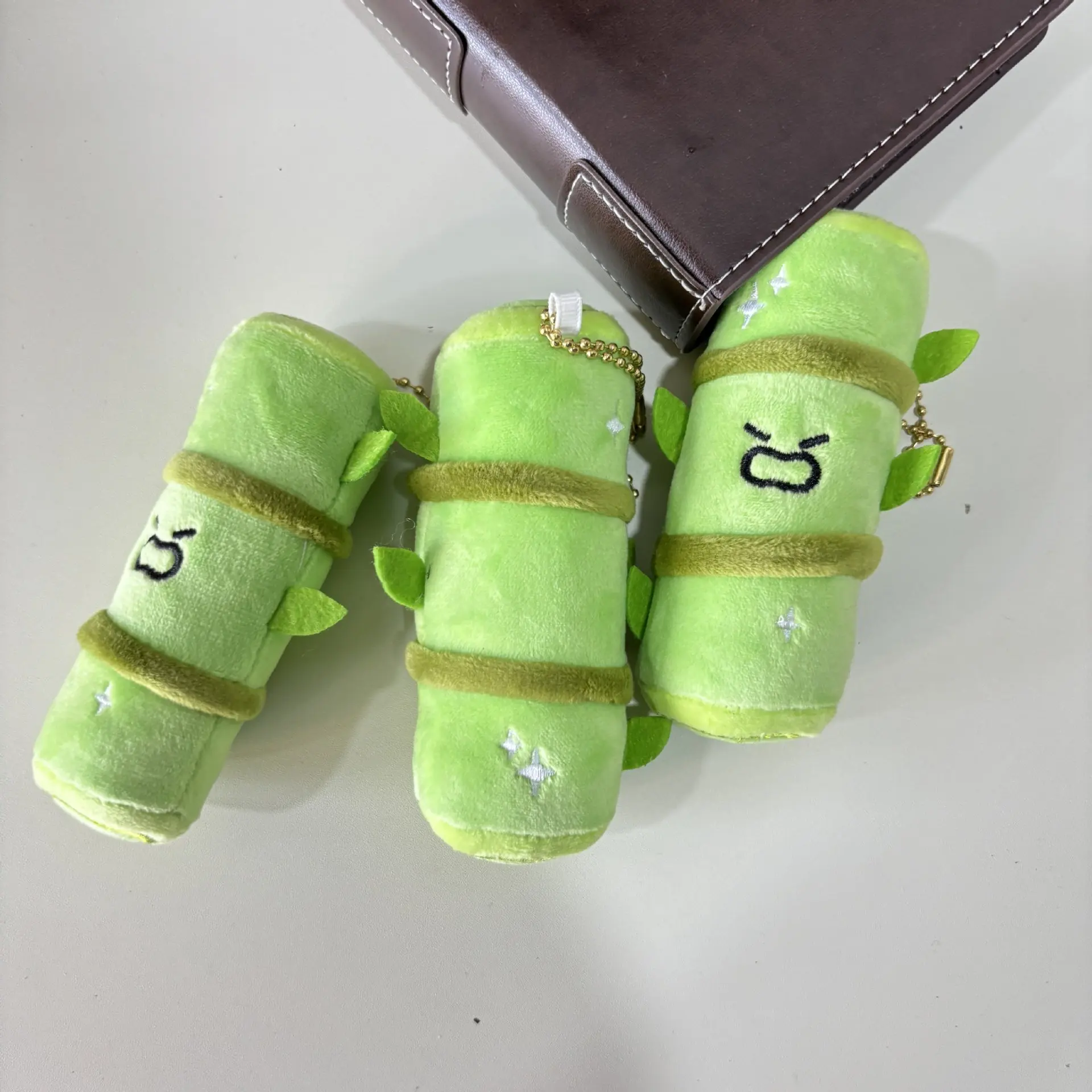 10CM Cartoon Angry Bamboo Plush Toys Keychain Kawaii Cute Bamboo Pendant Doll Crane Machine Gift Creative Backpack Decoration