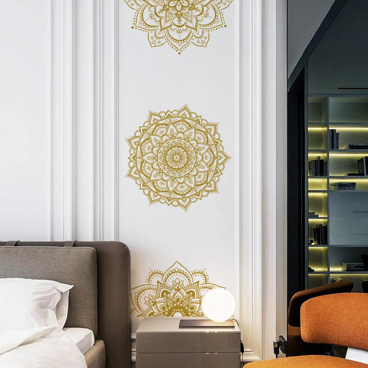 ملصق حائط زهرة لوتس كبير إبداعي ، ديكور حائط خلفية ، غرفة معيشة وغرفة نوم ، ملصق فني ذاتي اللصق