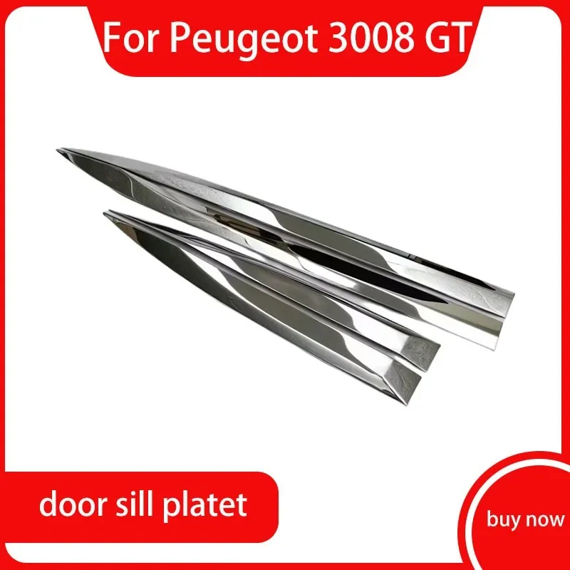 

For Peugeot 3008 3008 GT Car styling detector Stainless Steel chrome Side door Body Cover trim sticks Strips Molding 2016-2020