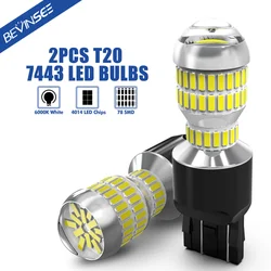BEVINSEE 2xT20 W21W LED Bulbs 2600LM CANBUS No Error 7443 7440 W21/5W Car Signal Lamp Auto DRL Backup Reverse Light for Vehicles