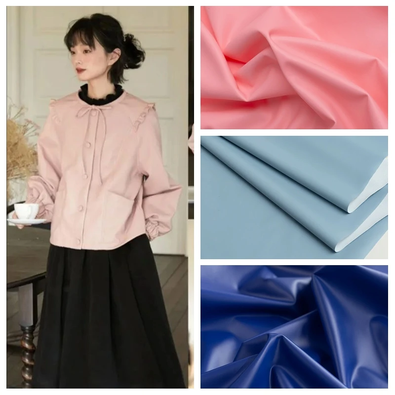 

Matte Leather Fabric Sheep Pattern Elastic By The Meter for Clothes Pant Jacket Dress Diy Sewing Designer Knitting Cloth Black