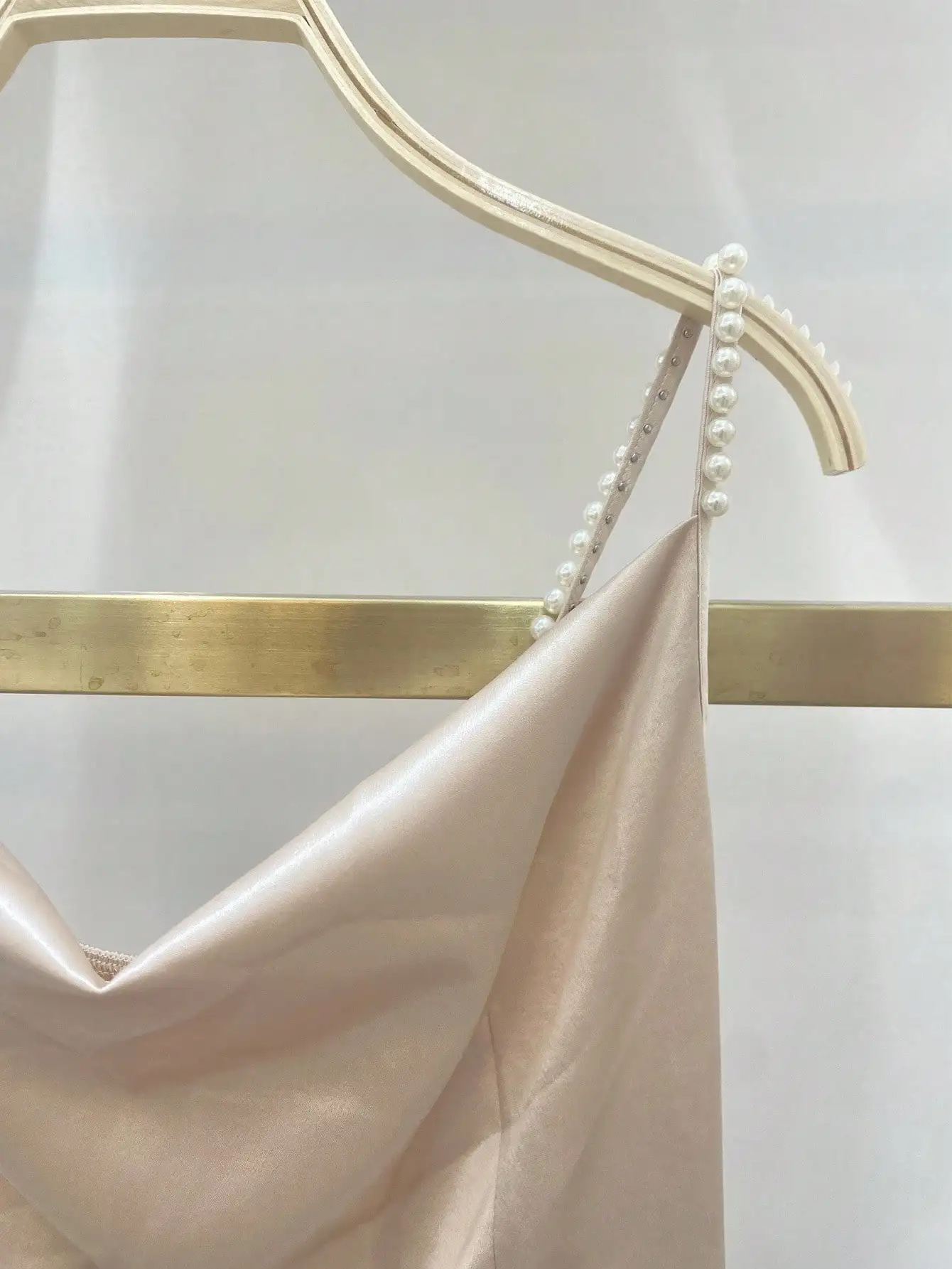 فستان BWQ نسائي أنيق من الساتان لؤلؤ شين سهل الارتداء، صورة ظلية على شكل حرف A، مناسب للتنقل والحفلات والمناسبات #4