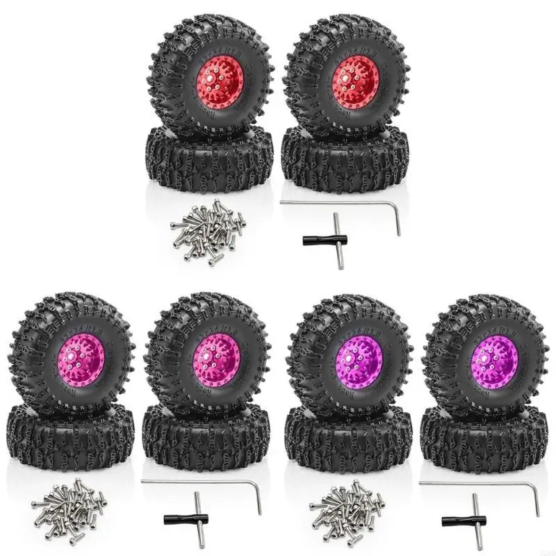 

J2HD Remote Control Model Rubber Car Supplies Beadlock Wheel Mud Terrain Tires Set Wheel Tires Detachable Fine Car Parts