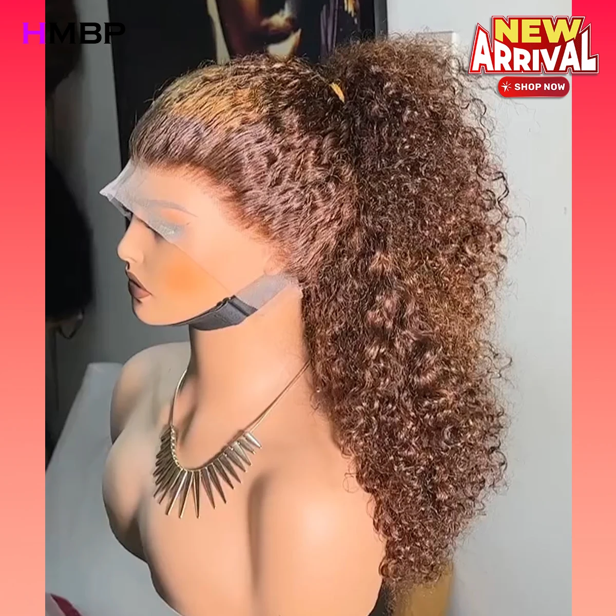 Perruque Brésilienne Afro Crépue Bouclée pour Femme, Cheveux Humains Prête à Utiliser, Densité 500 HD, P30/27, 360