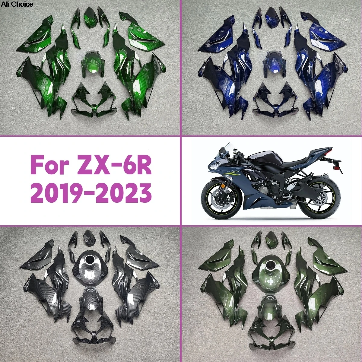 

New Motorcycle Fairing Set 2019-2023 ZX-6R ABS Plastic New Style Fairings Panel Kit For 19-23 Kawasaki ZX 6R