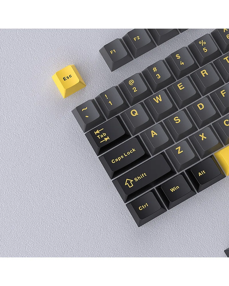 

Gray-yellow mechanical keyboard keycap Sanpin PBT small full set of customized DIY two-color