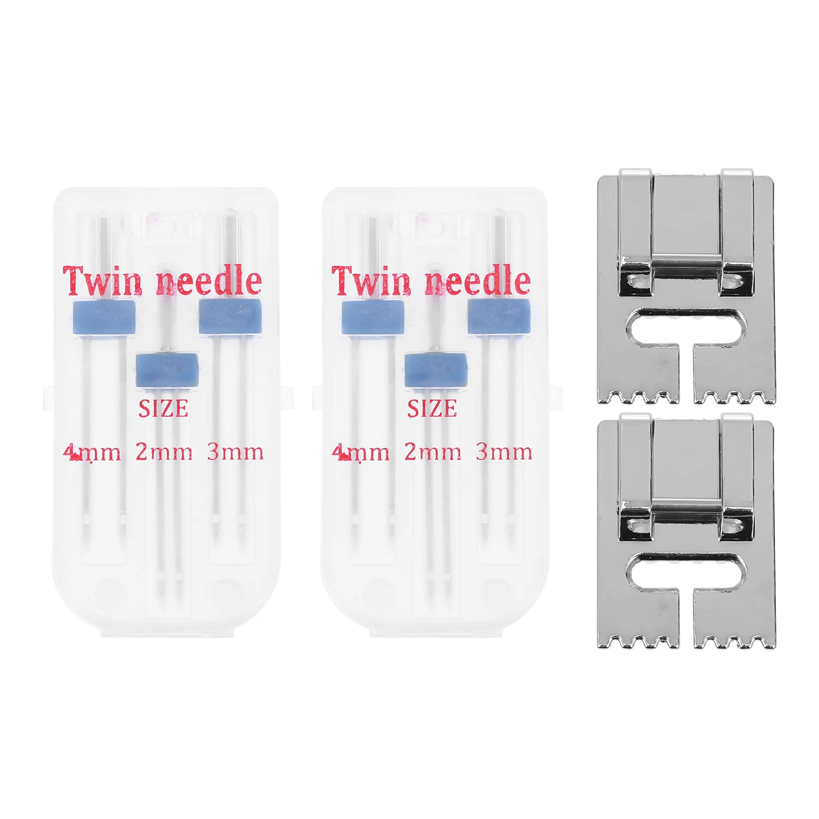 2 set Sewing Machine Presser Foot Set High-Grade Durable Lightweight Plastic Storage Double Needle Threading Device For