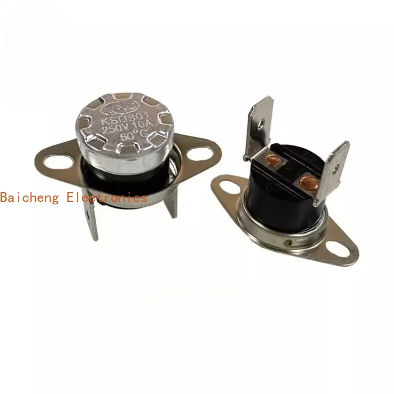 10PCS KSD301/KSD302 temperature control switch bent foot movable ring normally closed/normally open 75 degrees