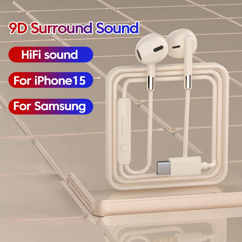 ประเภทหูฟัง-C 3.5มม. แบบมีสายหูฟังกีฬาหูฟังอินเอียร์ชุดหูฟังสายหูฟังไฮไฟเบสสเตอริโอแฮนด์ฟรีสำหรับ Samsung S22 iPhone 15